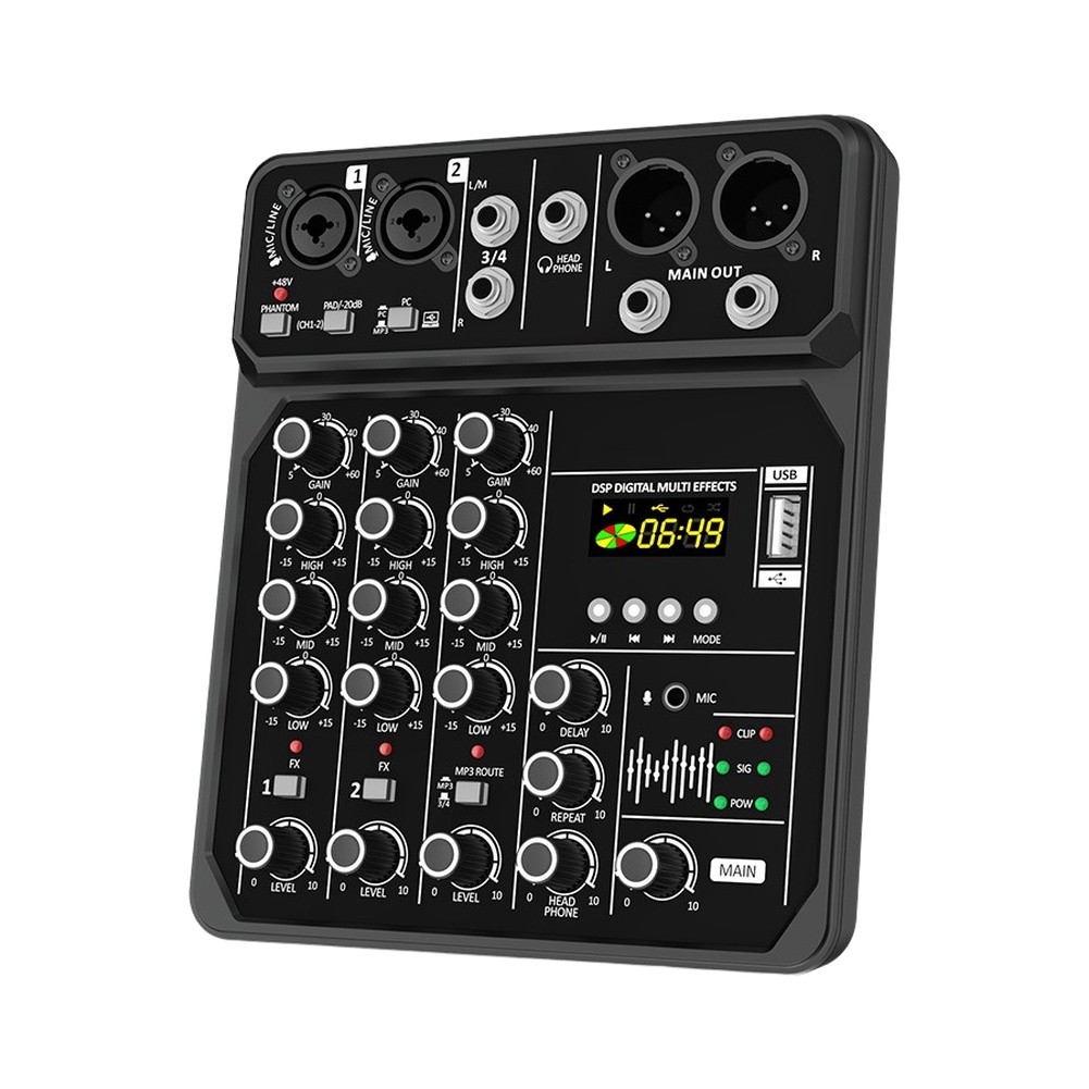 Audio Music Mixer - Mixer Audio Portatile a 4 Canali